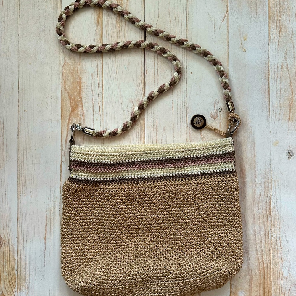 The Sak Stylish Tan Crochet Shoulder Bag